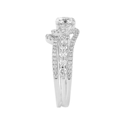 Natural 1-1/2 ct. tw. Round Brilliant Diamond Swirl Wedding Set in 14K White Gold side profile