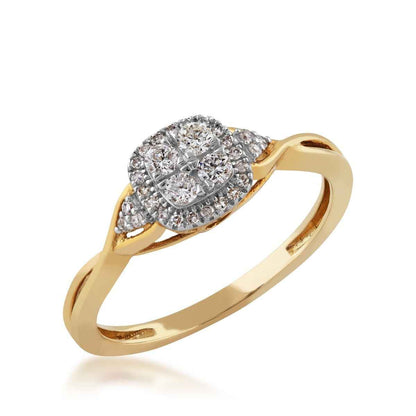 Infinite Love 1/4 ct. tw. Diamond Cluster Halo Promise Ring in 10K Yellow Gold front view