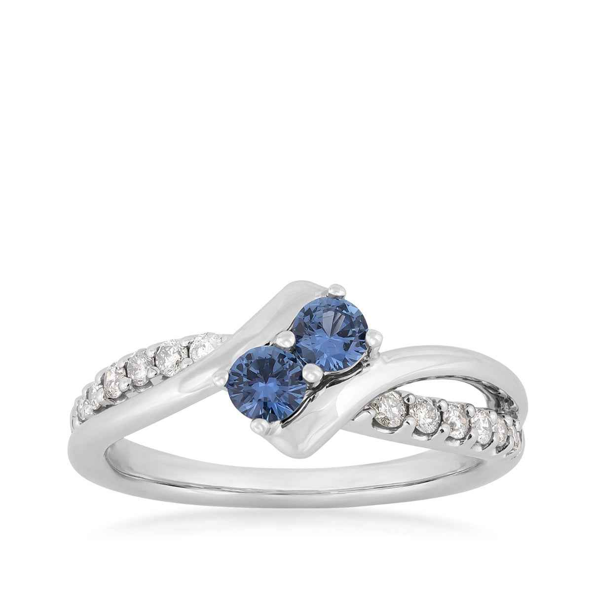 Yogo Sapphire & 1/5 ct. tw. Diamond Bypass Ring in 14K White Gold