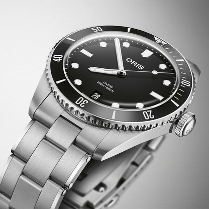 black dial oris divers automatic watch