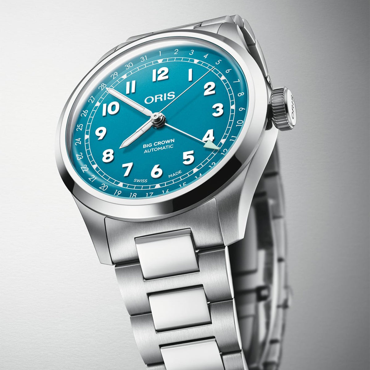 blue dial oris big crown automatic watch