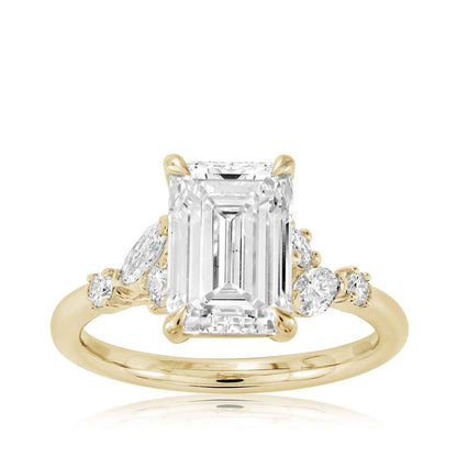 Adamante 3-1/2 ct. tw. Lab-Grown Emerald Cut & Marquise & Round Diamond Engagement Ring in 14K Yellow Gold
