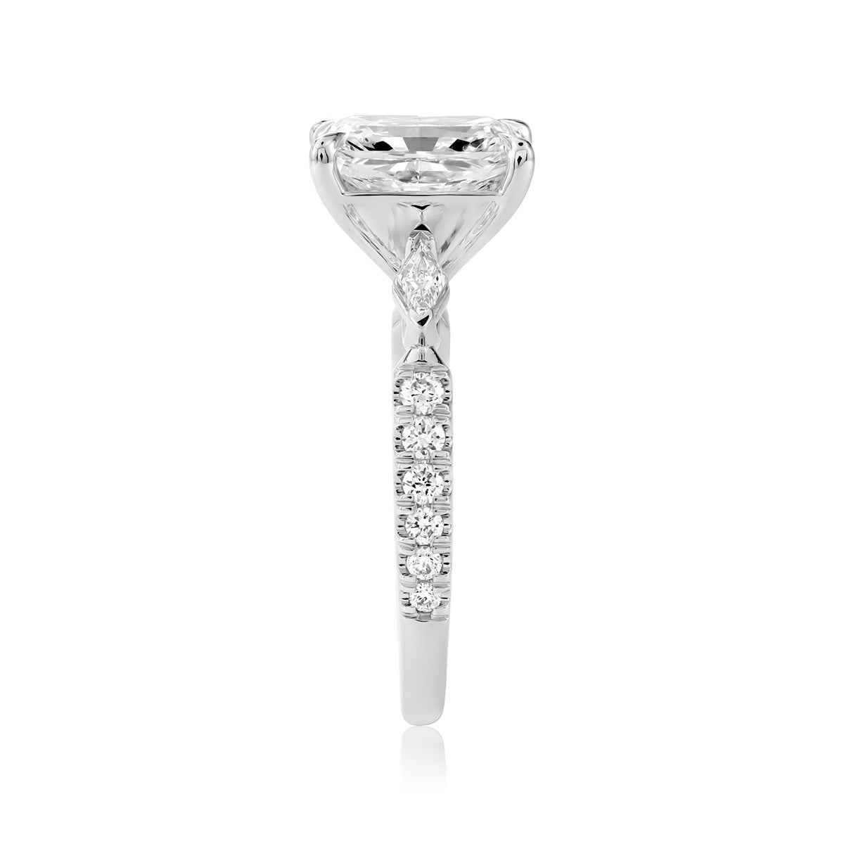 Adamante 2-1/2 ct. tw. Lab-Grown Radiant Cut Diamond Engagement Ring in 14K White Gold close-up detail