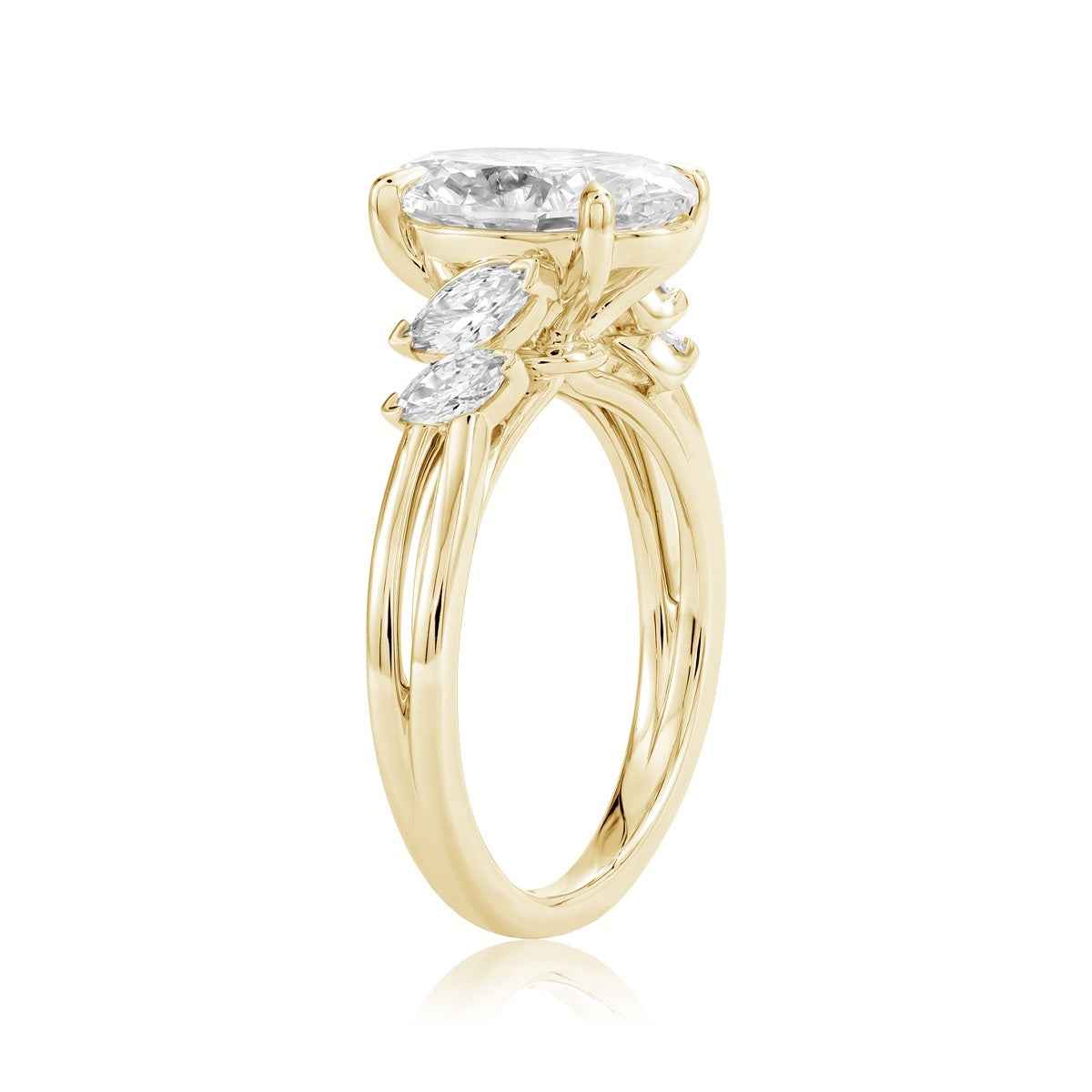 Adamante 3-1/2 ct. tw. Lab-Grown Oval & Marquise Diamond Engagement Ring in 14K Yellow Gold front view
