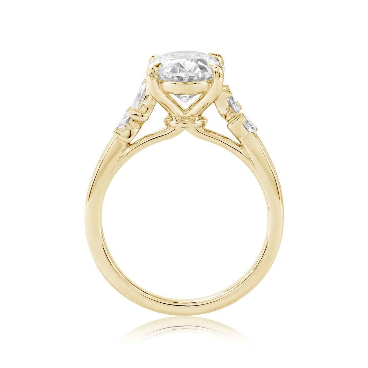 Adamante 3-1/2 ct. tw. Lab-Grown Oval & Marquise Diamond Engagement Ring in 14K Yellow Gold close-up detail