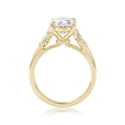 Adamante 3-1/2 ct. tw. Lab-Grown Oval & Marquise Diamond Engagement Ring in 14K Yellow Gold close-up detail
