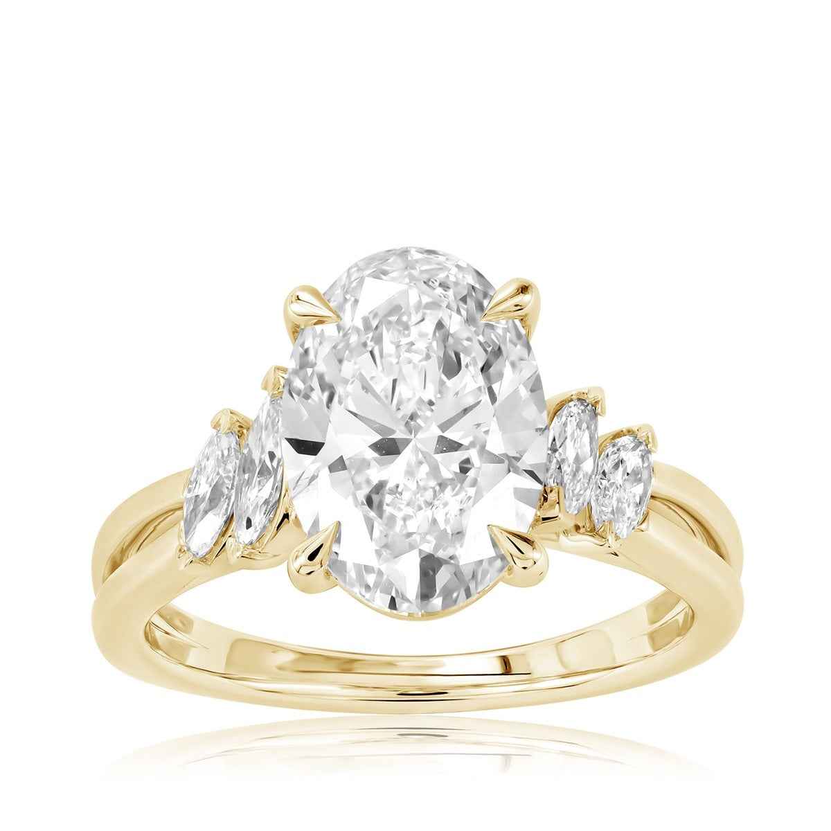 Adamante 3-1/2 ct. tw. Lab-Grown Oval & Marquise Diamond Engagement Ring in 14K Yellow Gold