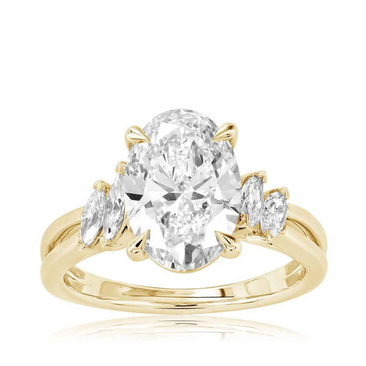 Adamante 3-1/2 ct. tw. Lab-Grown Oval & Marquise Diamond Engagement Ring in 14K Yellow Gold