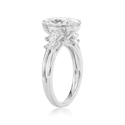 Adamante 3-1/2 ct. tw. Lab-Grown Oval & Marquise Diamond Engagement Ring in 14K White Gold front view
