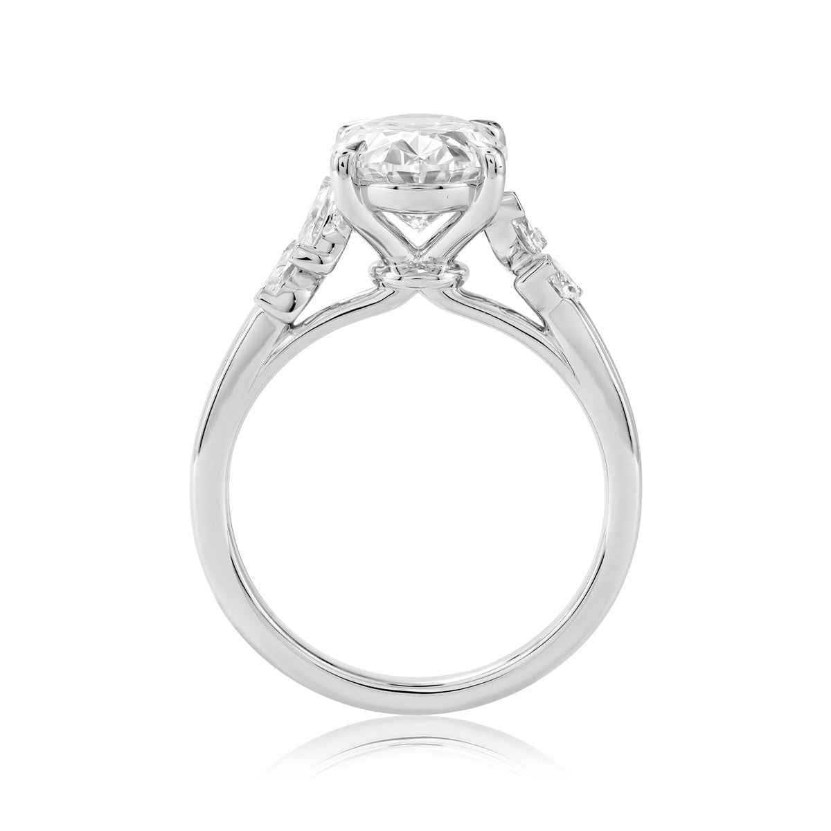 Adamante 3-1/2 ct. tw. Lab-Grown Oval & Marquise Diamond Engagement Ring in 14K White Gold close-up detail