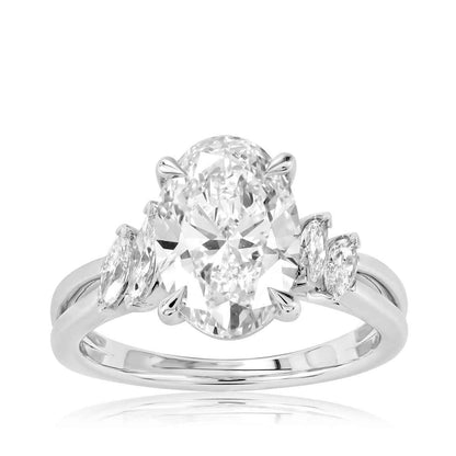 Adamante 3-1/2 ct. tw. Lab-Grown Oval & Marquise Diamond Engagement Ring in 14K White Gold