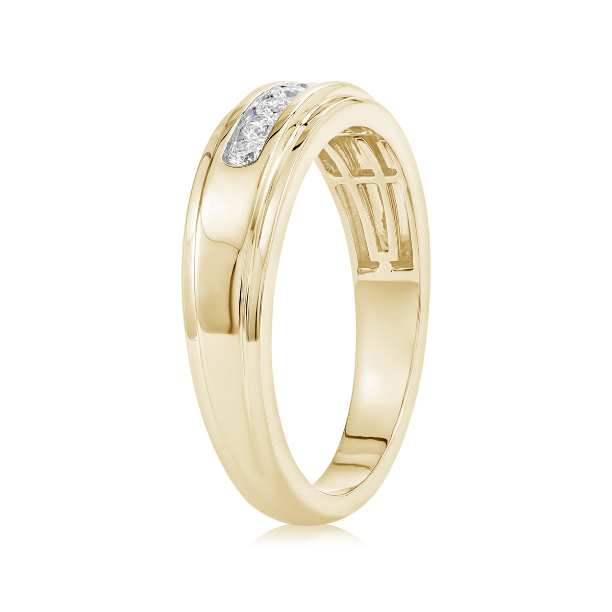 Adamante Men's 1/4 ct. tw. Lab-Grown Diamond Channel Ring in 10K Yellow Gold