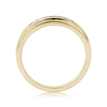 Adamante Men's 1/4 ct. tw. Lab-Grown Diamond Channel Ring in 10K Yellow Gold