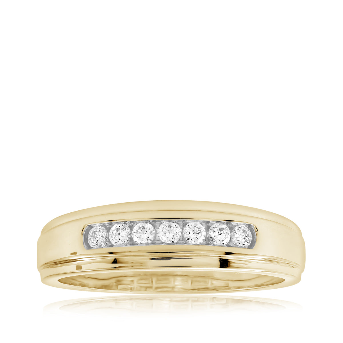 Adamante Men's 1/4 ct. tw. Lab-Grown Diamond Channel Ring in 10K Yellow Gold