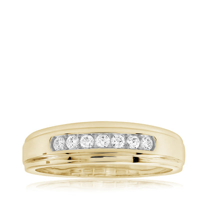 Adamante Men's 1/4 ct. tw. Lab-Grown Diamond Channel Ring in 10K Yellow Gold