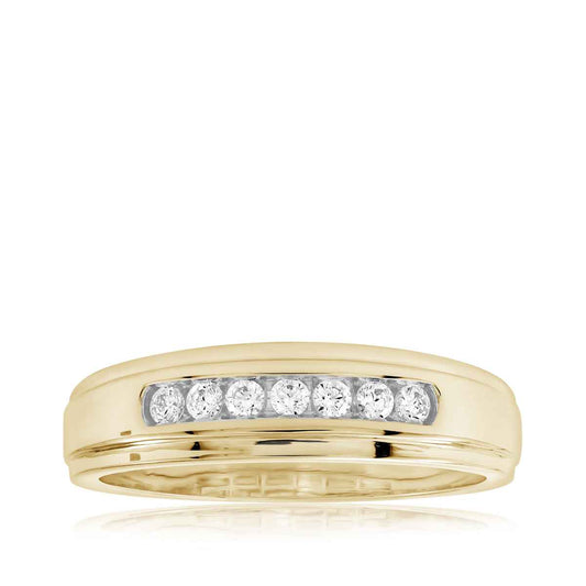 Adamante Men's 1/4 ct. tw. Lab-Grown Diamond Channel Ring in 10K Yellow Gold