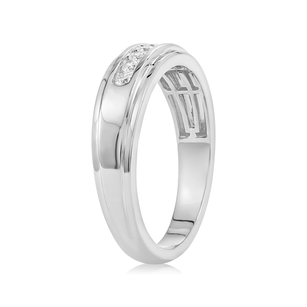 Adamante Men's 1/4 ct. tw. Lab-Grown Diamond Channel Ring in 10K White Gold