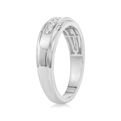 Adamante Men's 1/4 ct. tw. Lab-Grown Diamond Channel Ring in 10K White Gold