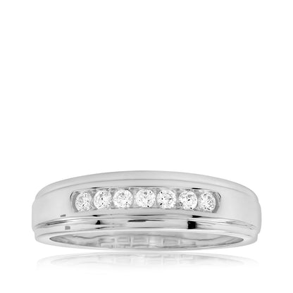 Adamante Men's 1/4 ct. tw. Lab-Grown Diamond Channel Ring in 10K White Gold