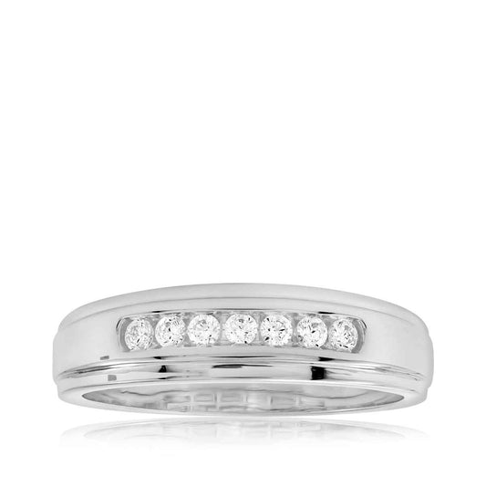Adamante Men's 1/4 ct. tw. Lab-Grown Diamond Channel Ring in 10K White Gold