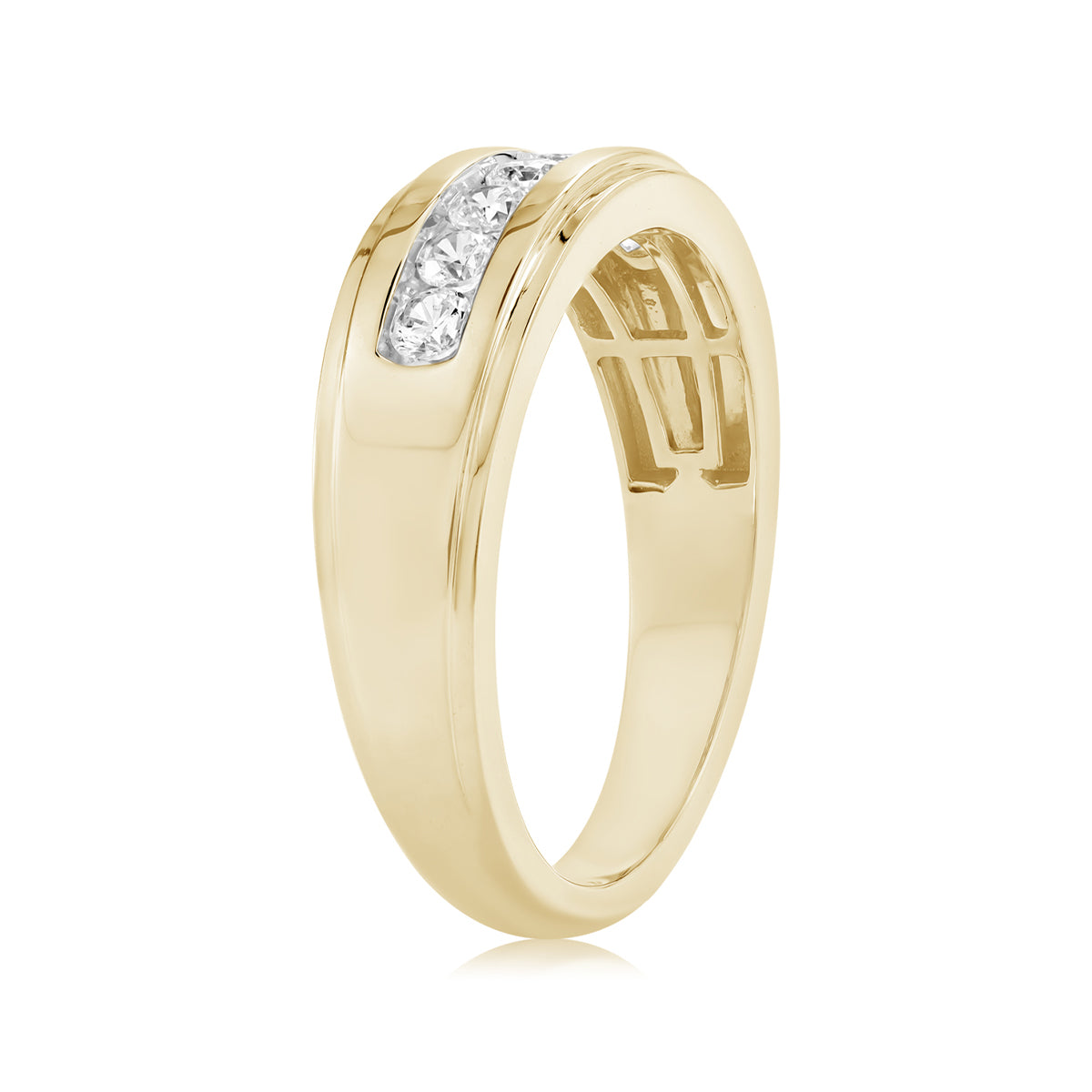 14K yellow gold Adamante men's lab-grown diamond channel ring with 1/2 ct. tw. diamonds