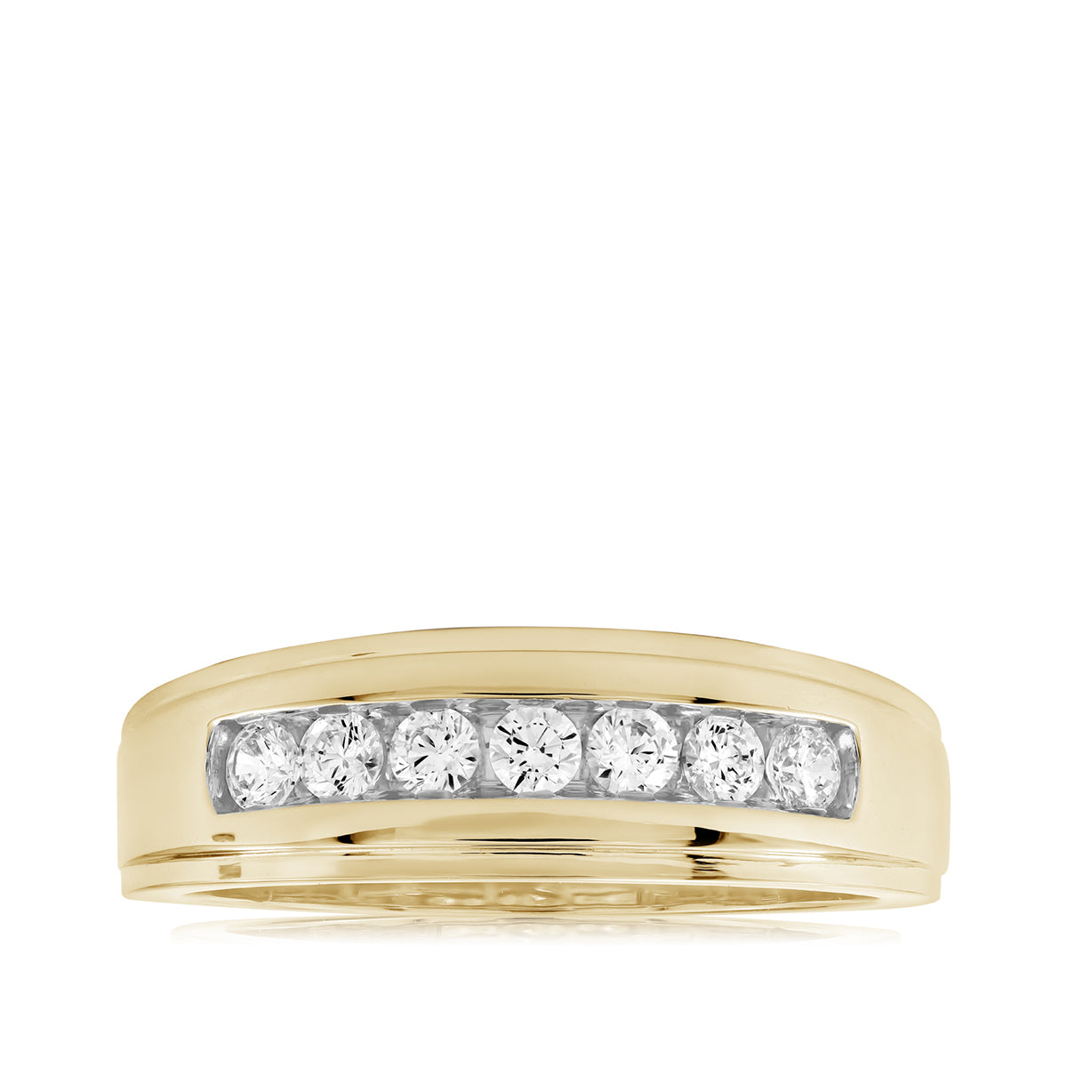 14K yellow gold Adamante men's lab-grown diamond channel ring with 1/2 ct. tw. diamonds