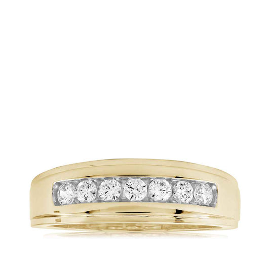 Adamante Men's 1/2 ct. tw. Lab-Grown Diamond Channel Ring in 14K Yellow Gold