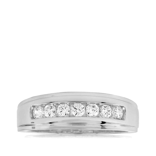 Adamante Men's 1/2 ct. tw. Lab-Grown Diamond Channel Ring in 14K White Gold