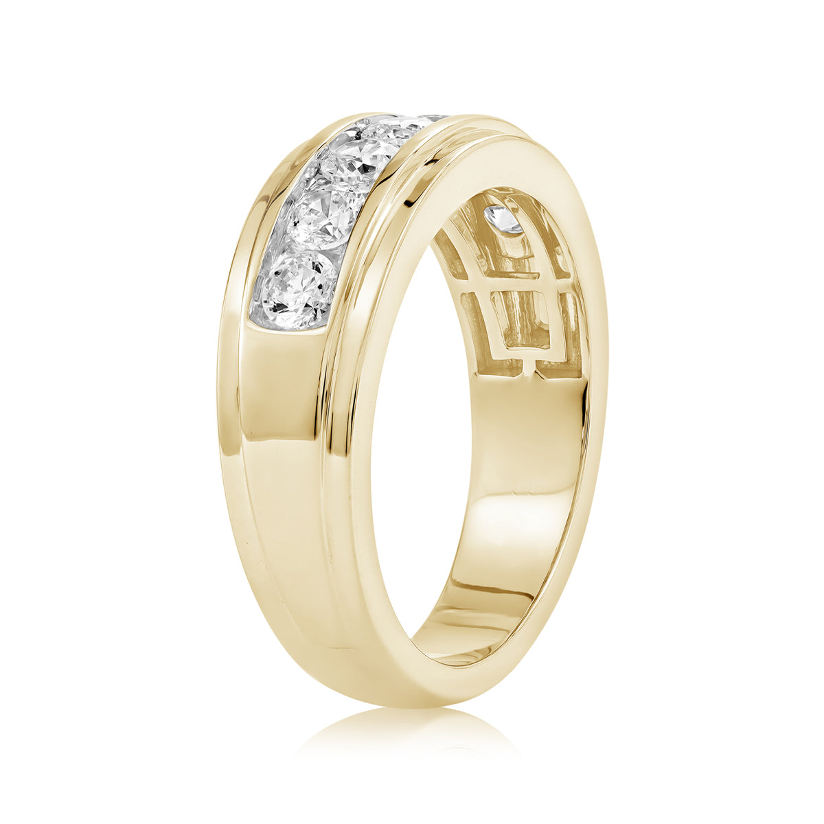 14K yellow gold Adamante men's lab-grown diamond channel ring with 1 ct. tw. diamonds
