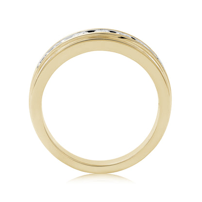 14K yellow gold Adamante men's lab-grown diamond channel ring with 1 ct. tw. diamonds