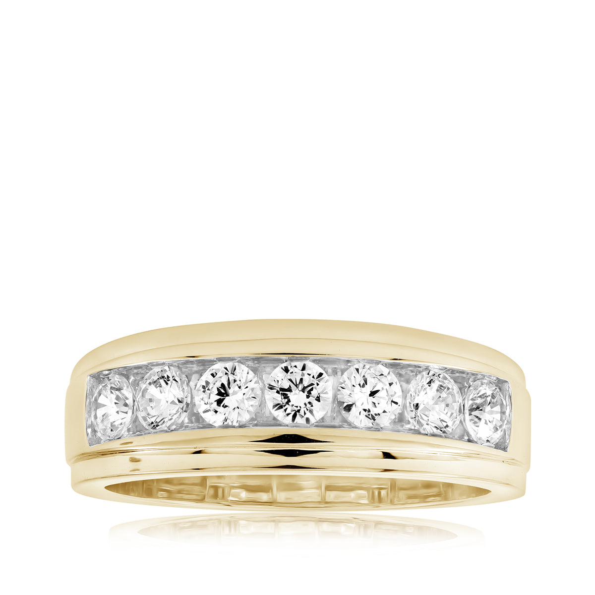 14K yellow gold Adamante men's lab-grown diamond channel ring with 1 ct. tw. diamonds