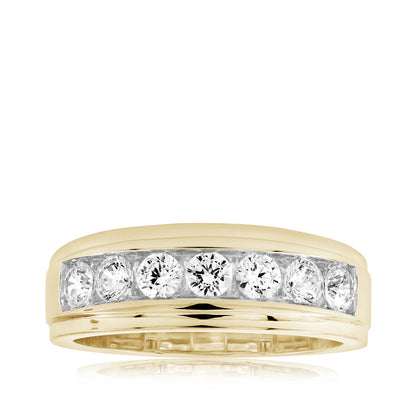 14K yellow gold Adamante men's lab-grown diamond channel ring with 1 ct. tw. diamonds