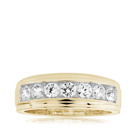 14K yellow gold Adamante men's lab-grown diamond channel ring with 1 ct. tw. diamonds