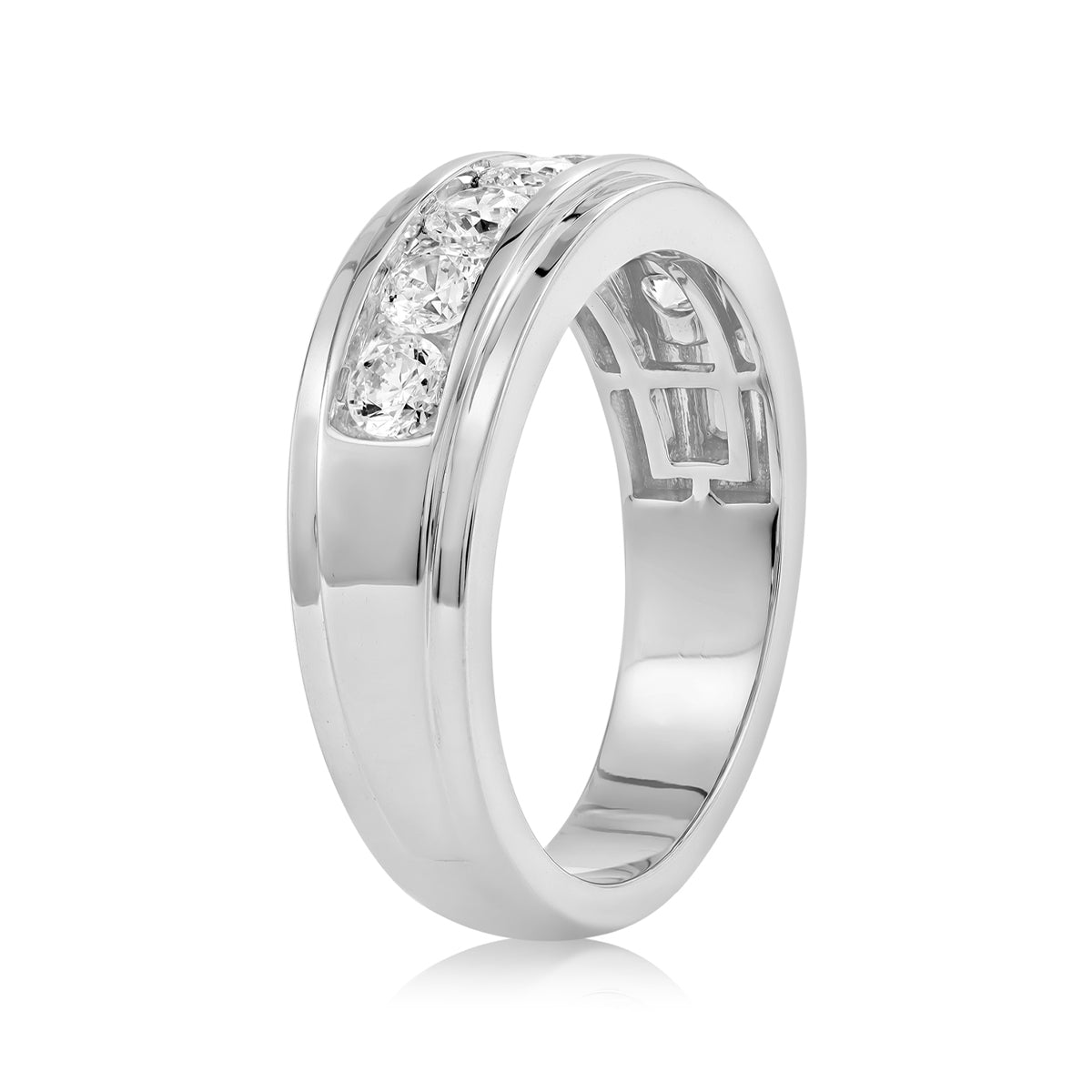 14K white gold Adamante men's lab-grown diamond channel ring with 1 ct. tw. diamonds