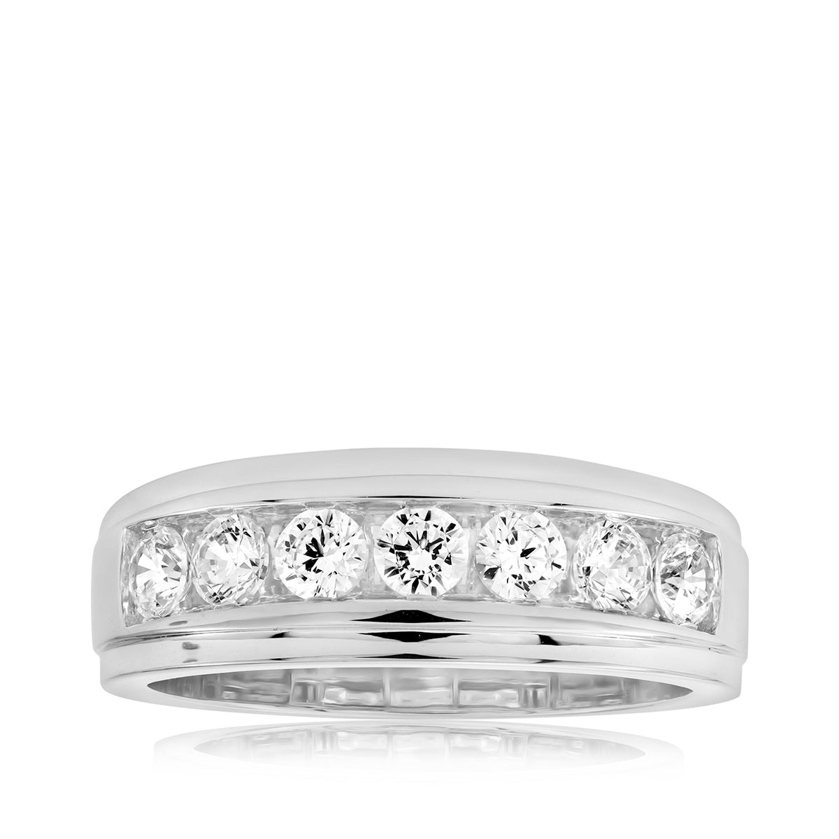 14K white gold Adamante men's lab-grown diamond channel ring with 1 ct. tw. diamonds