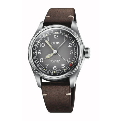 volante brown leather strap grey dial oris watch