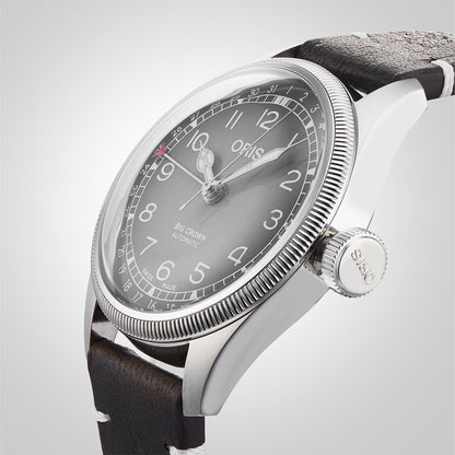 volante brown leather strap grey dial oris watch automatic styled