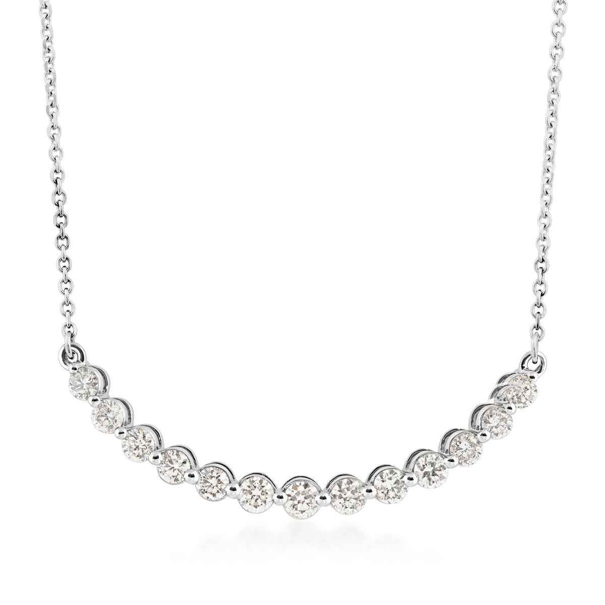 1 ct. tw. Diamond Curved Bar Necklace in 10K White Gold (2)