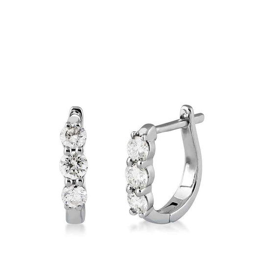 3-Stone 1/2 ct. tw. Diamond Hoop Earrings in 10K White Gold (2)