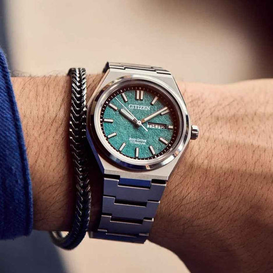 Citizen Men's Zenshin Eco-Drive Titanium Watch with Green Dial