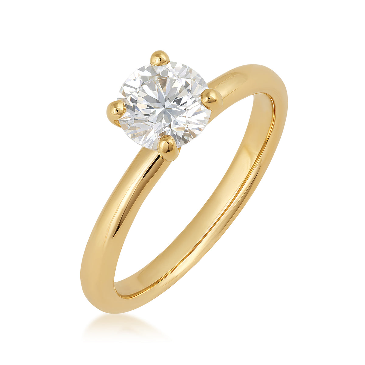 1 ct. round diamond solitaire yellow gold engagement ring alt