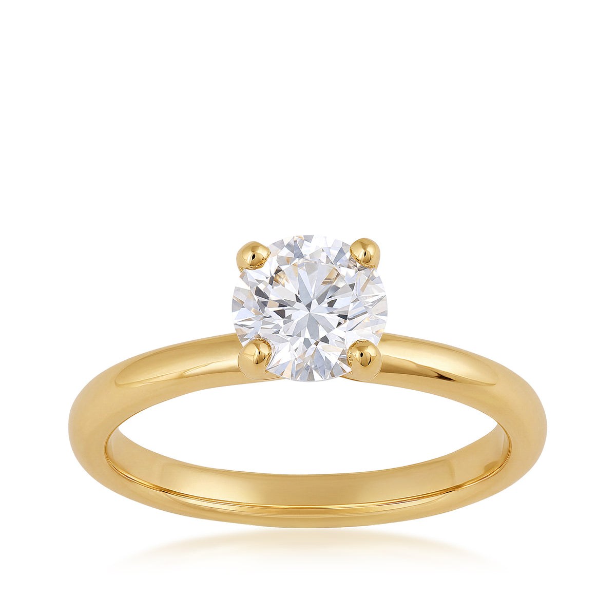 1 ct. round diamond solitaire yellow gold engagement ring