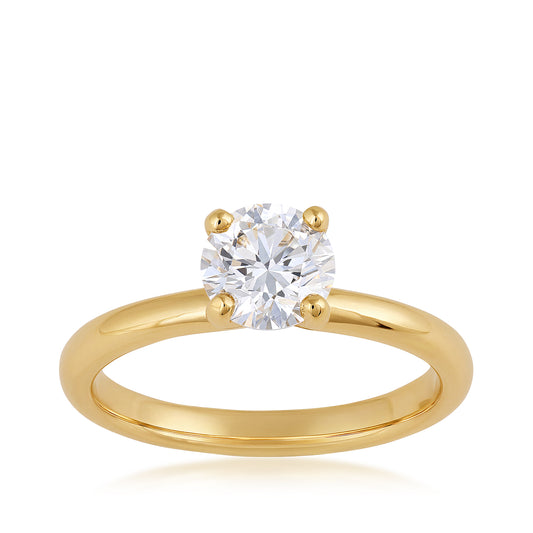 1 ct. round diamond solitaire yellow gold engagement ring