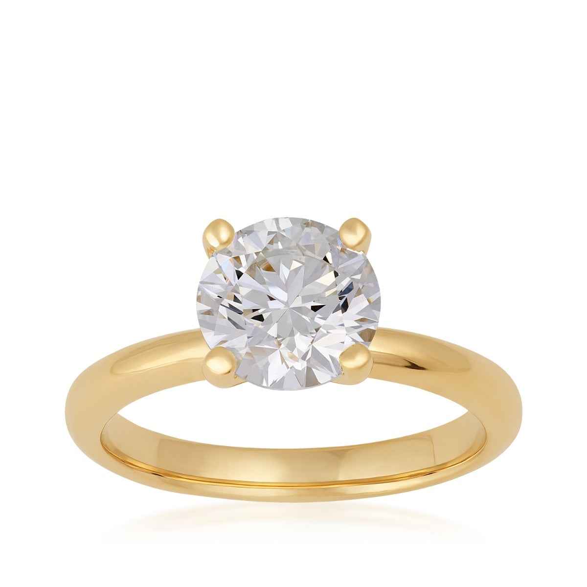 USA Collection 2 ct. tw. Lab-Grown Round Brilliant Diamond Solitaire Engagement Ring in 14K Yellow Gold