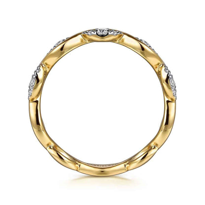Gabriel & Co. 1/5 ct. tw. Diamond Cluster Wavy Ring in 14K Yellow Gold close-up detail
