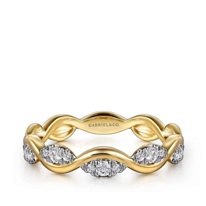 Gabriel & Co. 1/5 ct. tw. Diamond Cluster Wavy Ring in 14K Yellow Gold