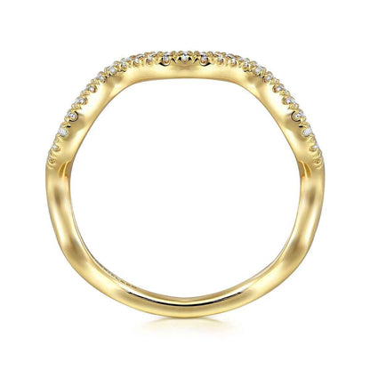 Gabriel & Co. 1/8 ct. tw. Diamond Wavy Ring in 14K Yellow Gold close-up detail