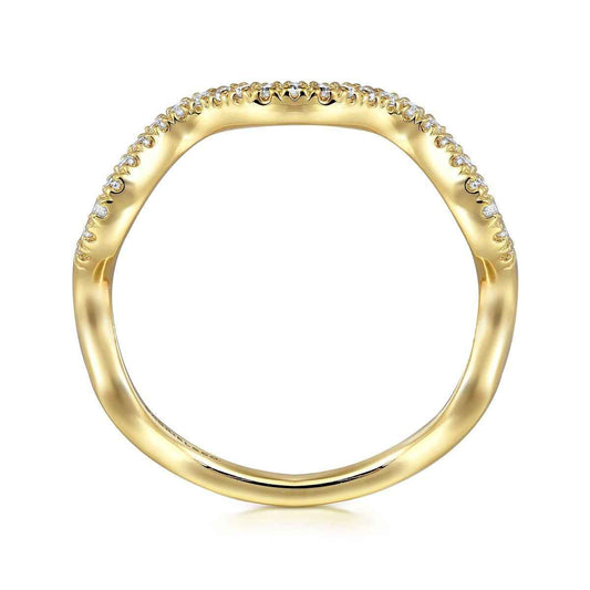 Gabriel & Co. 1/8 ct. tw. Diamond Wavy Ring in 14K Yellow Gold close-up detail