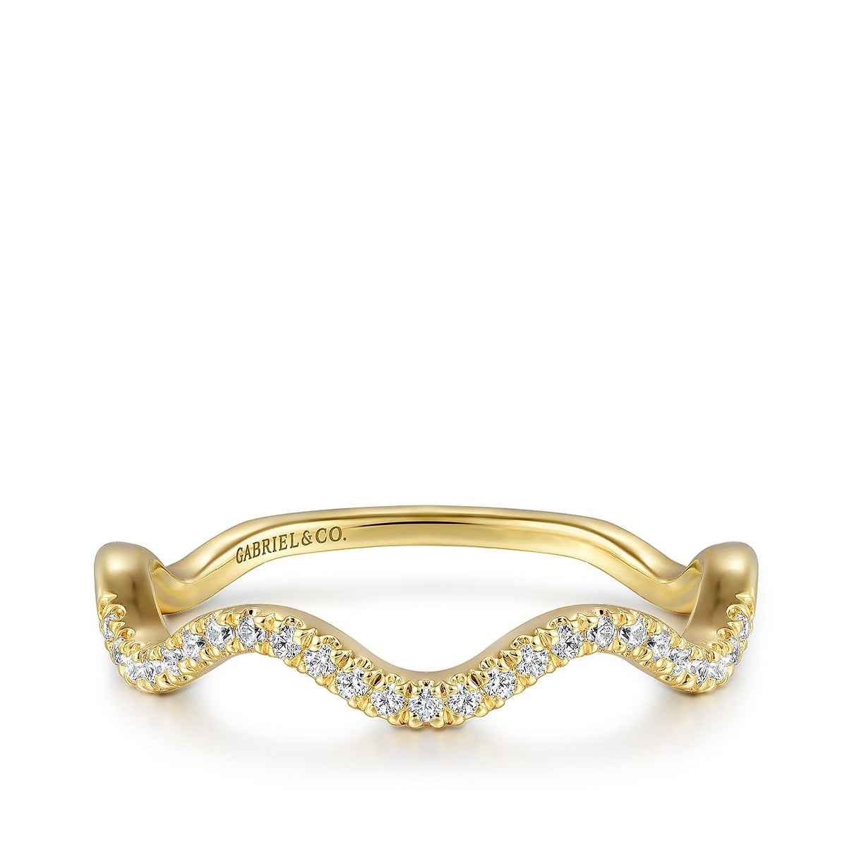 Gabriel & Co. 1/8 ct. tw. Diamond Wavy Ring in 14K Yellow Gold