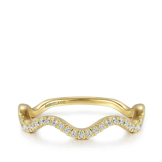 Gabriel & Co. 1/8 ct. tw. Diamond Wavy Ring in 14K Yellow Gold